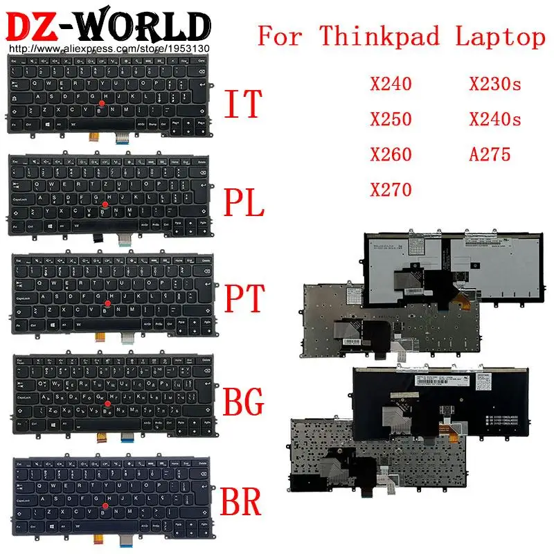 PT PO BR IT PL BG Portuguese Brazilian Italian Bulgaria Backlight Keyboard for Lenovo Thinkpad X270 A275 X250 X260 X240 S Laptop
