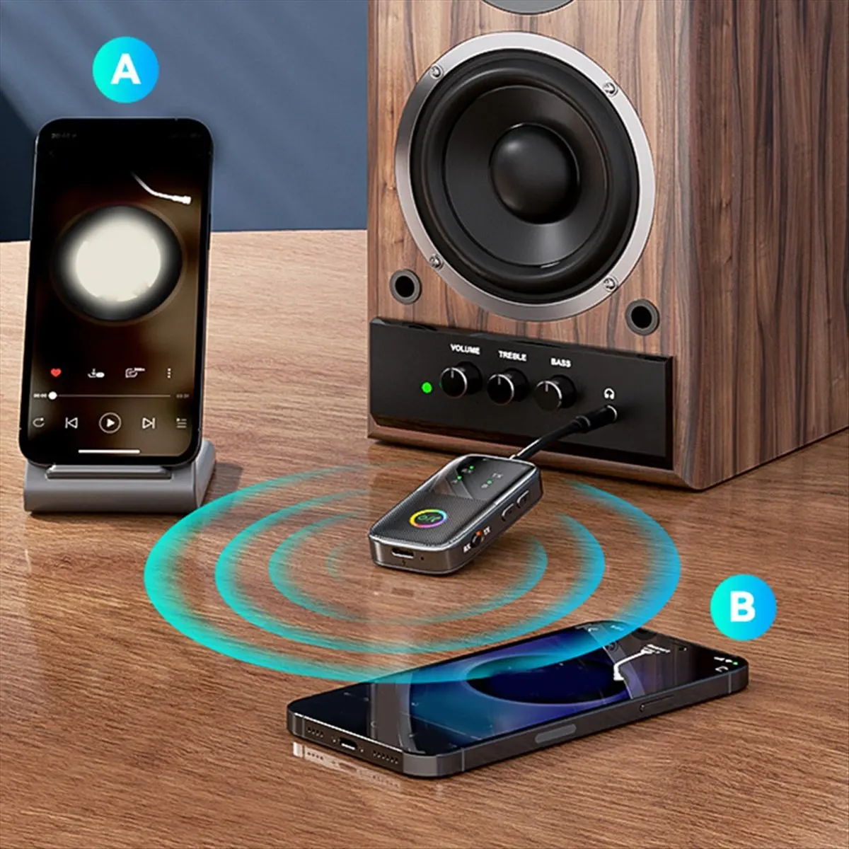 fine HIFI Bluetooth 5.2 Audio Adapter 3.5mm Aux Wireless Music Receiver Transmitter Player with Mic for Speaker PC TV Car