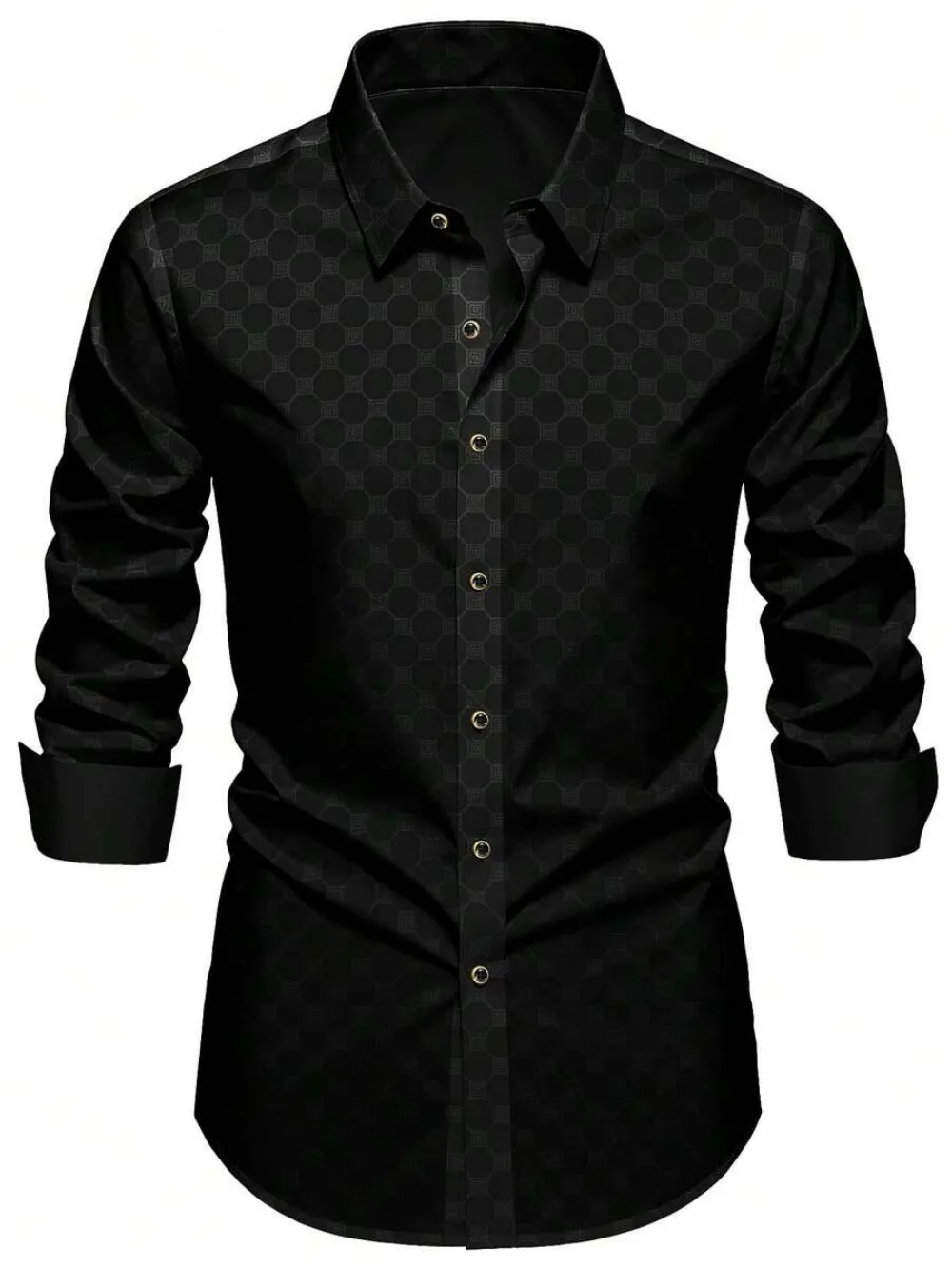 Men's Business Formal Casual Jacquard Style Long-Sleeved Button-Up Shirt, Multifunctional, Low-Key Luxury, The Best Gift