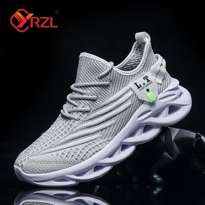 YRZL Men Sports Running Black Jogging Shoes Casual Sneakers Outdoor Breathable Mesh Women Light Shock-absorption Black Tennis - 3
