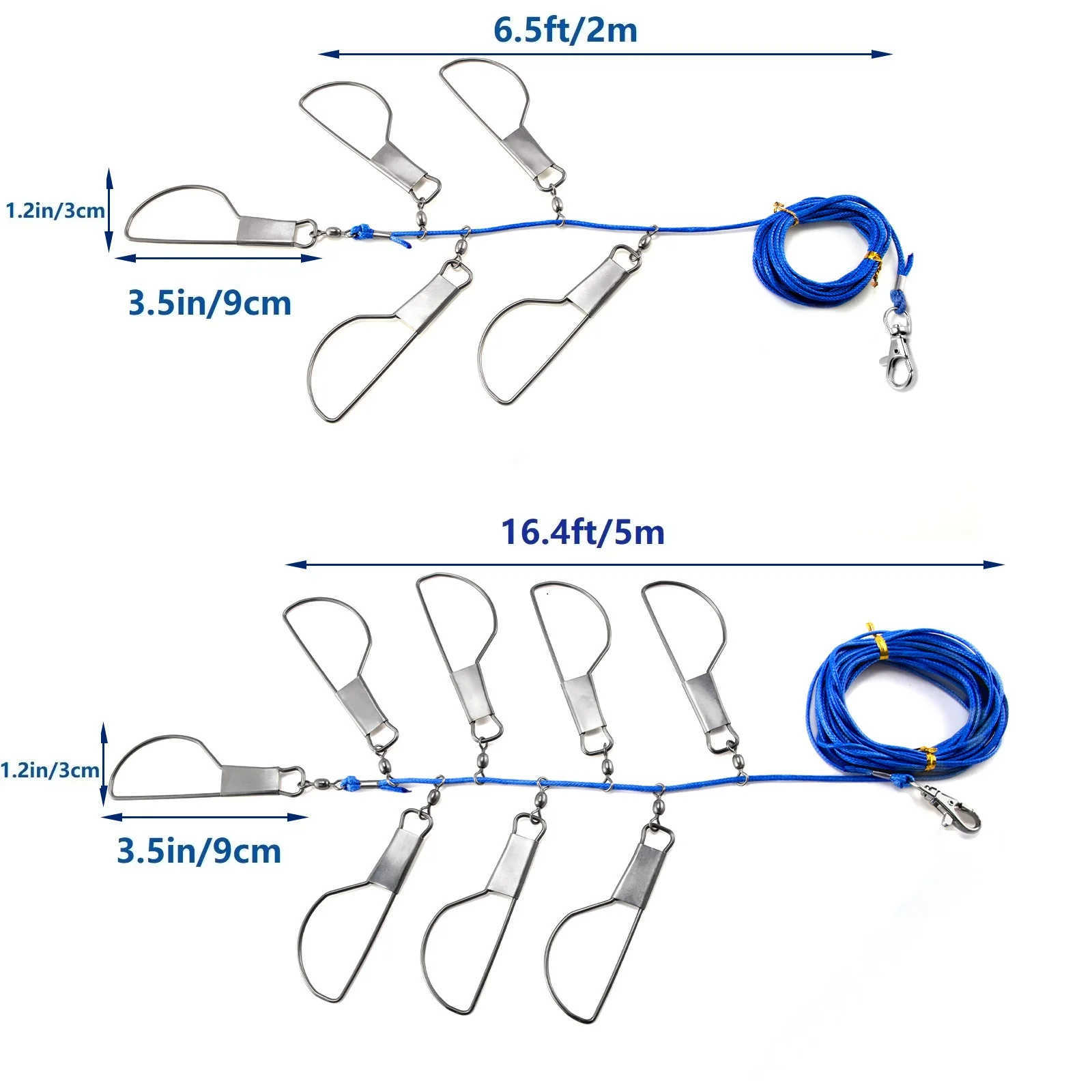 Blocco per pesci con girelle in acciaio inossidabile Scatta per pesci Stringer 2/5 m Fibbia da pesca resistente per spigola all\'aperto Trota Salmone