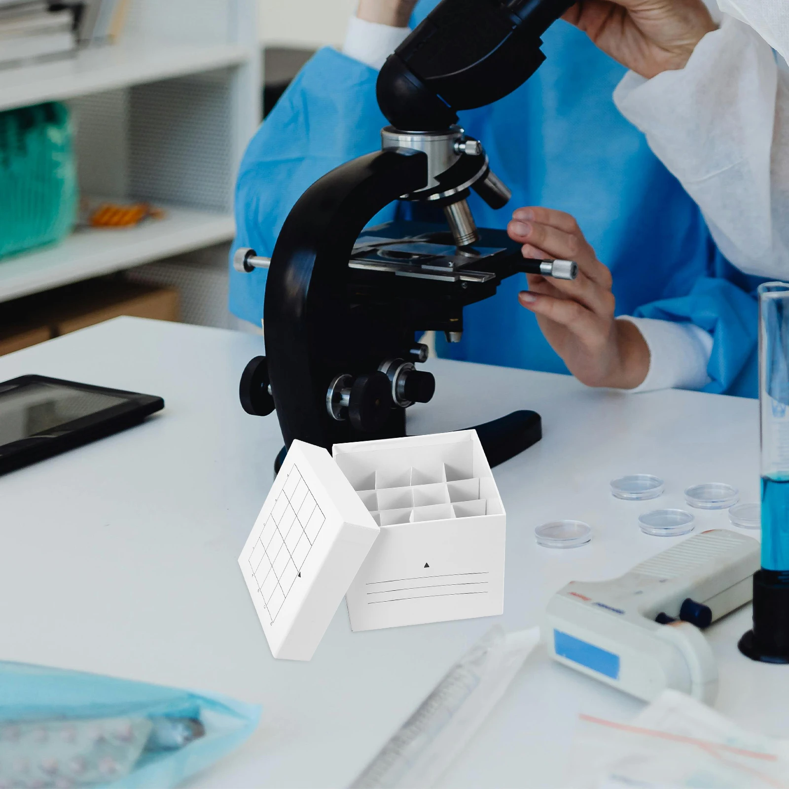 

50ml 16Grid Paper Tube Box Microcentrifuge Freezer Holder Cryogenic Sample Organization Teaching