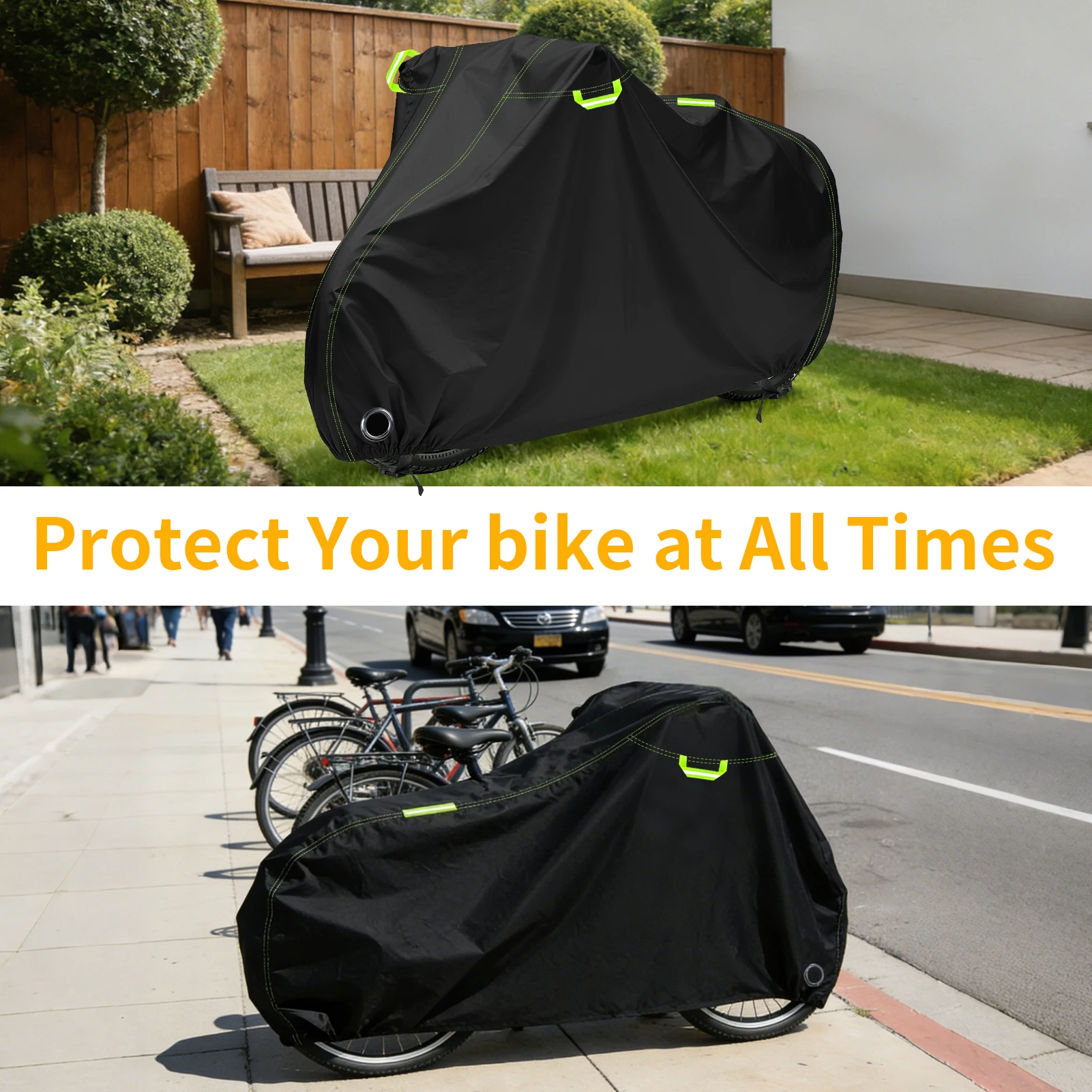 Bike Cover 210D Oxford Outdoor Storage Waterproof Anti-UV Bicycle Cover Tarpaulin with Storage Bag for 1-3 Bikes Rain Protection