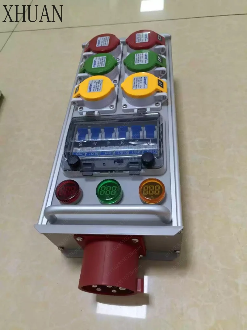 Stage Power Distribution Box, 6-Way 16A Outlet Panel with Breaker, Fuge Stage Power Socket for LED Screen, Lighting & Event