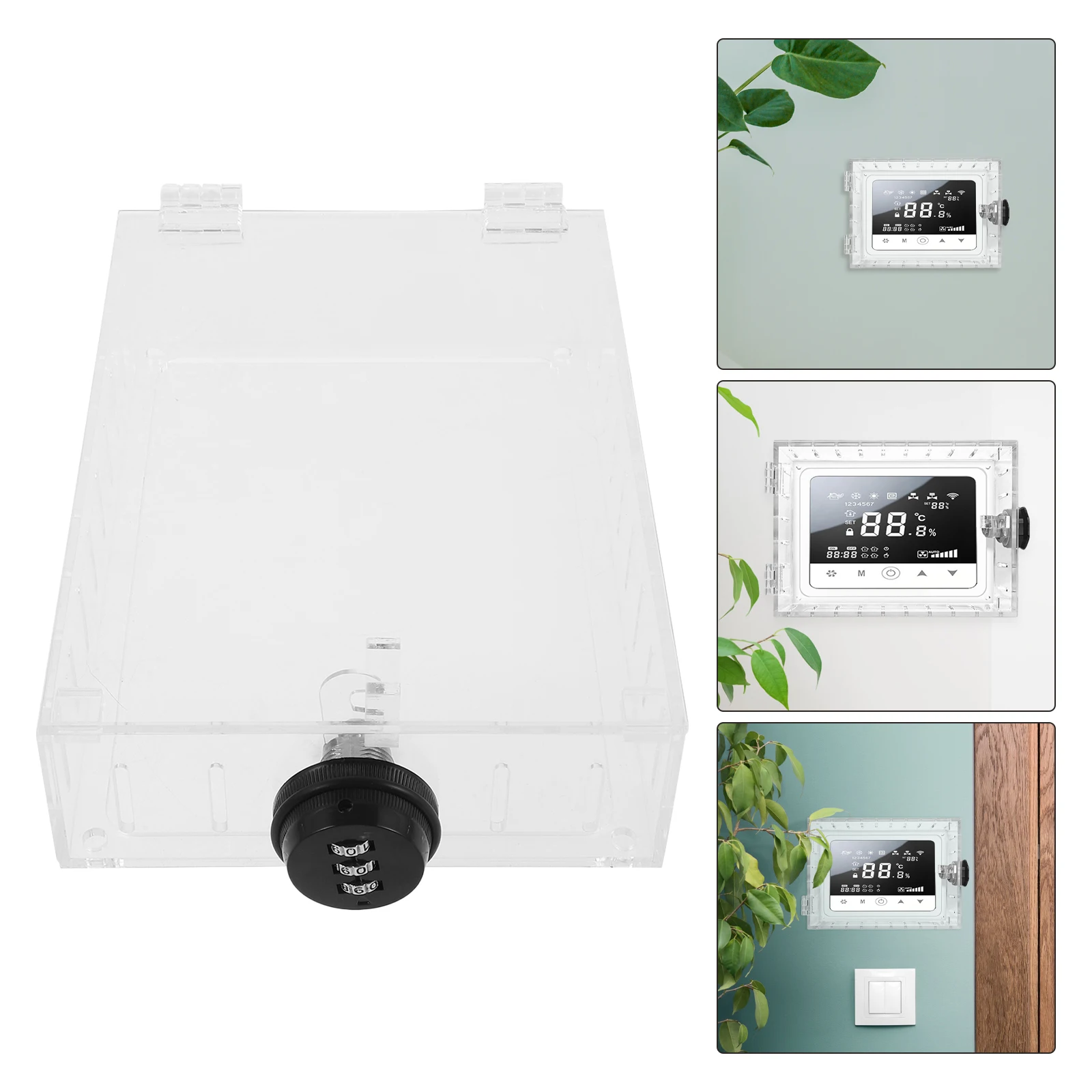 

Thermostat Lock Box Lockable Covers Boxes Housing Accessory Square Lockbox Transparent Protection Case Guard with