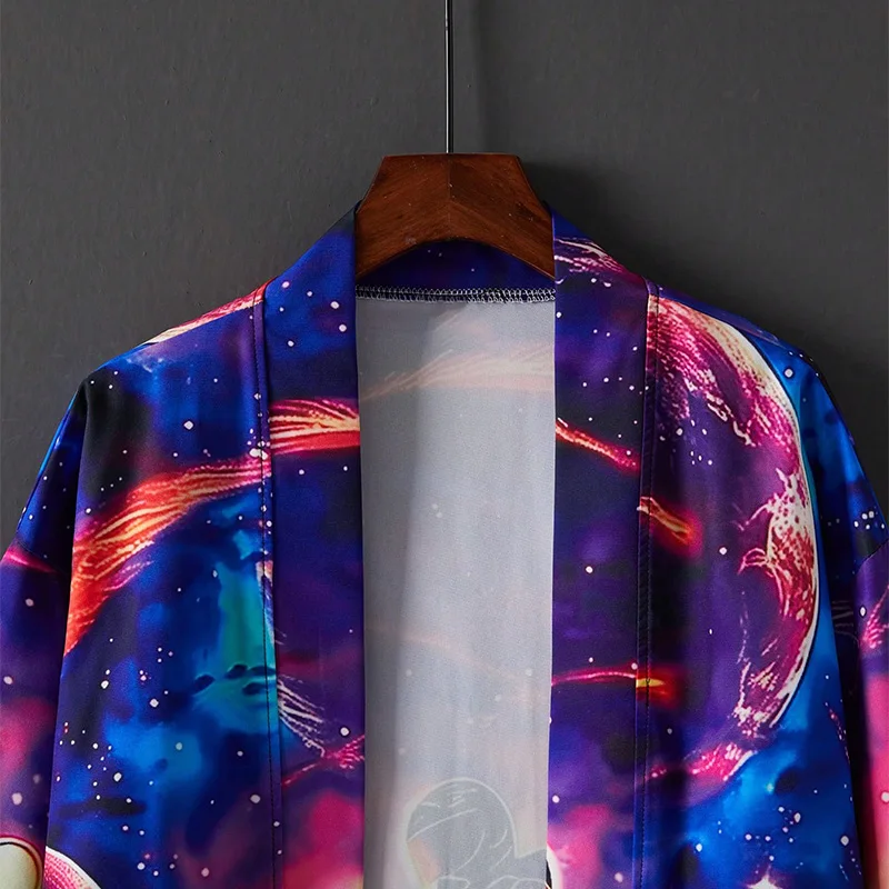 Europeu e americano retro na moda estilo mecânico 3d motocicleta impressão quimono haori verão estilo de rua personalizado casal praia férias maiô de uma peça outerwear cardigan cover-up