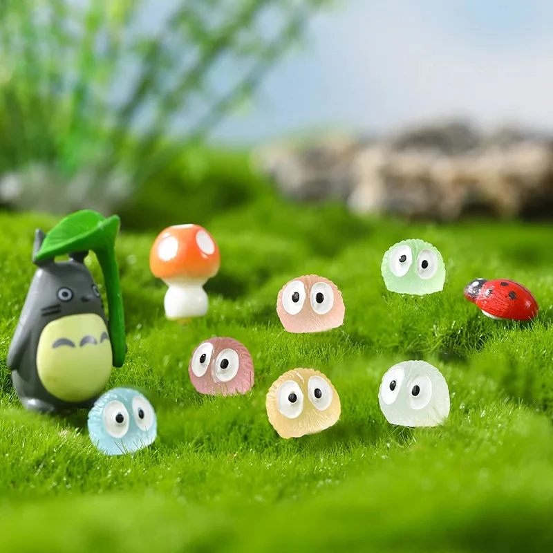 10Pcs Luminous Briquettes Elfs Black Ball Sprite Duck Figurine Home Decor Glowing Miniature Fairy Garden Decoration Accessories
