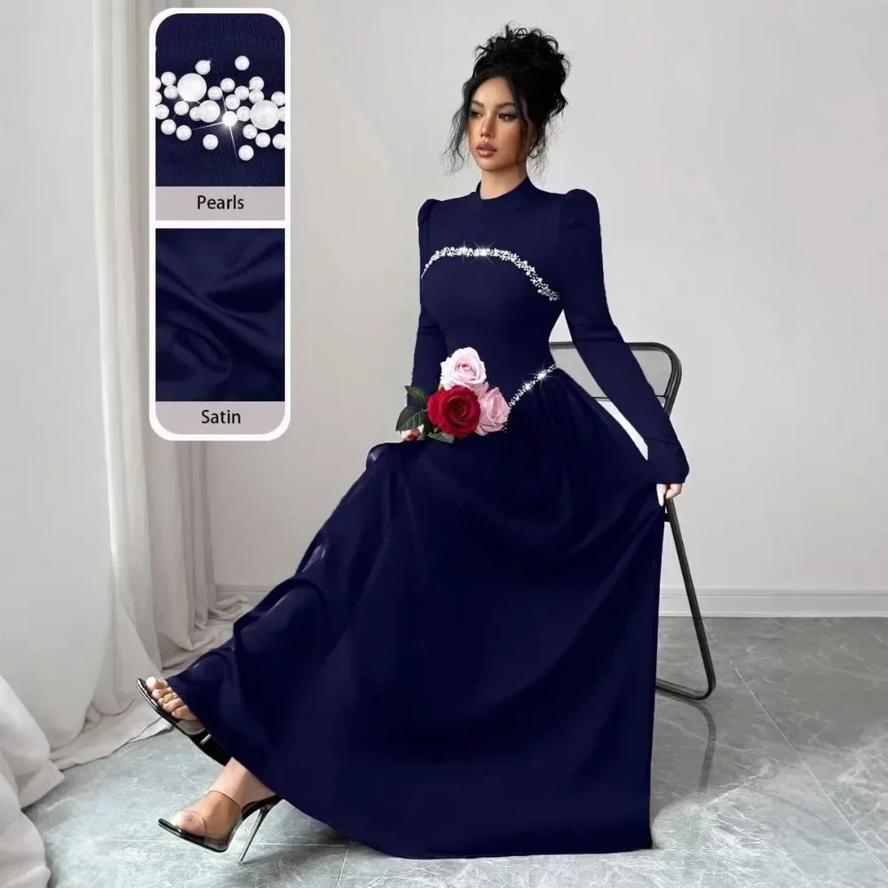 Women Elegant Long Slim Fit Knit Patchwork Dress Autumn Winter Stylish Ladies Midi Dress Chic Daily Streetwear New