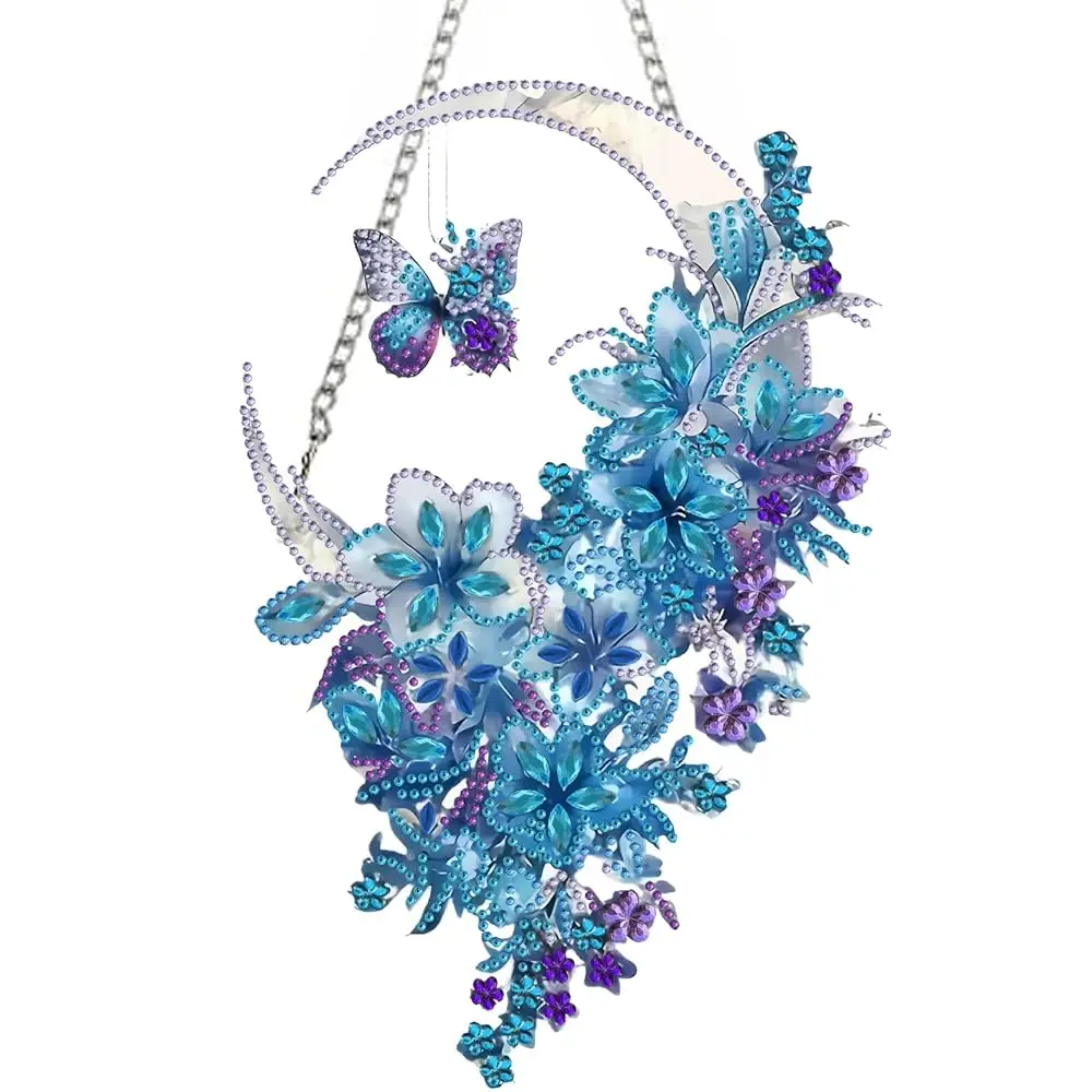 

Наборы для создания картин из страз для взрослых: подвеска в виде луны, набор для алмазной живописи с кристаллами необычной формы в виде цветка для начинающих, акрил