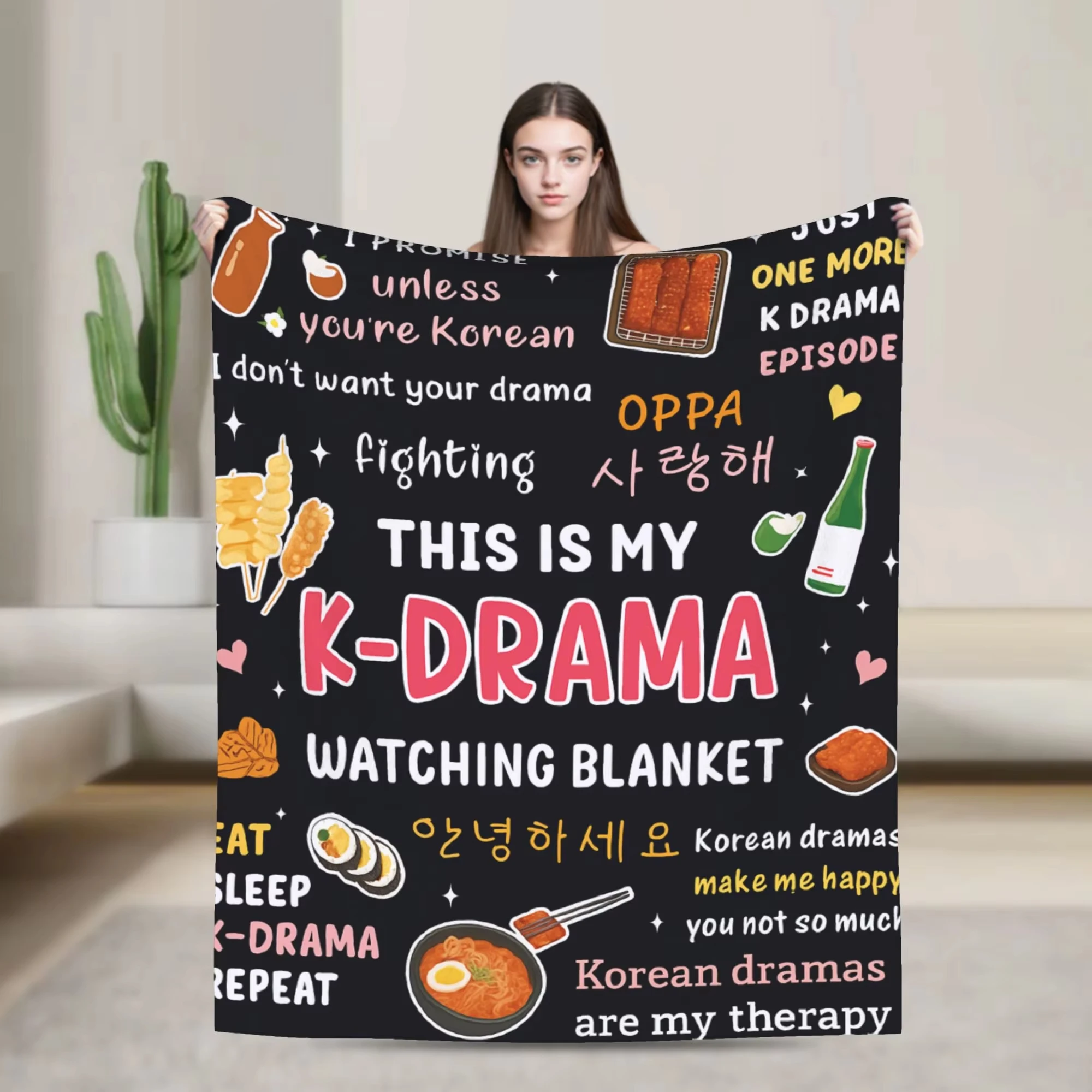K-Drama Koreanische Plüsch-Überwurfdecke – warmes weiches Flanell für Outdoor-Reisen, Büro, Bettdekoration