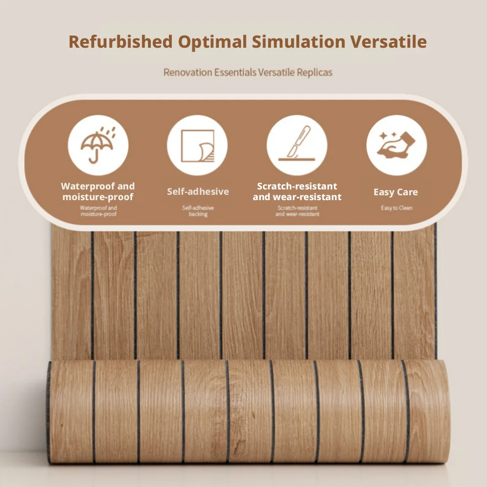 3D PVC Self-adhesive Wall Tiles Stickers Wood Grain Wallpaper Bedroom Kitchen Bathroom Living Room Decor Waterproof Wall Tiles