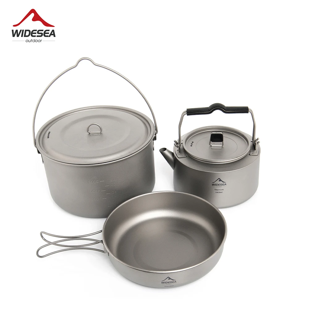 Widesea Camping Titanium Tableware Set Cookware Tourism Cauldron Outdoor Cooking Pot Picnic Kitchen Hiking Trekking Equipment