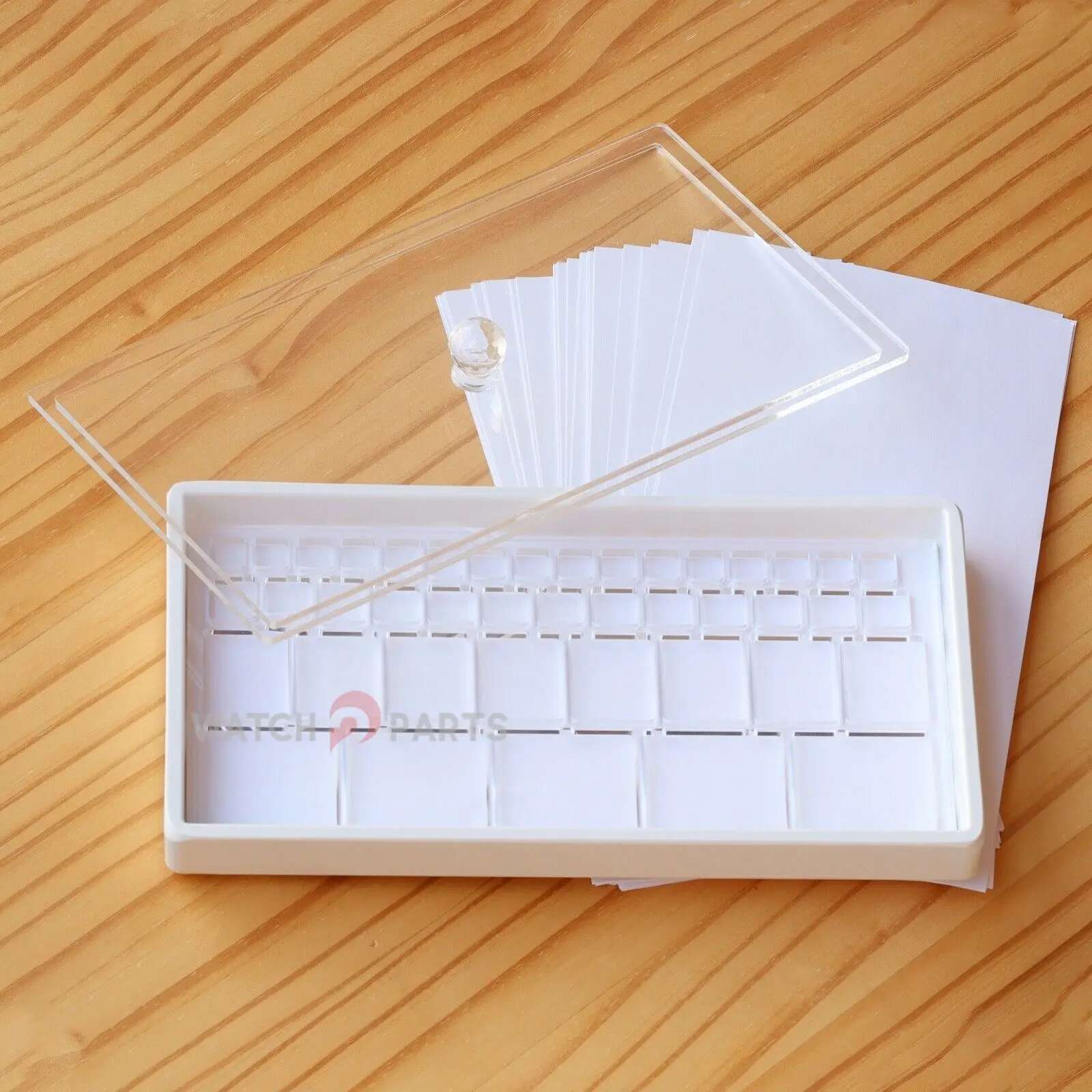 

Plastic Watch Parts Storage Box Tray Organizer Watch Repair Tools with Oil Blotting Paper