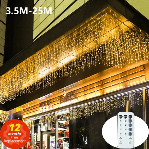 LED Icicle Curtain String Lights