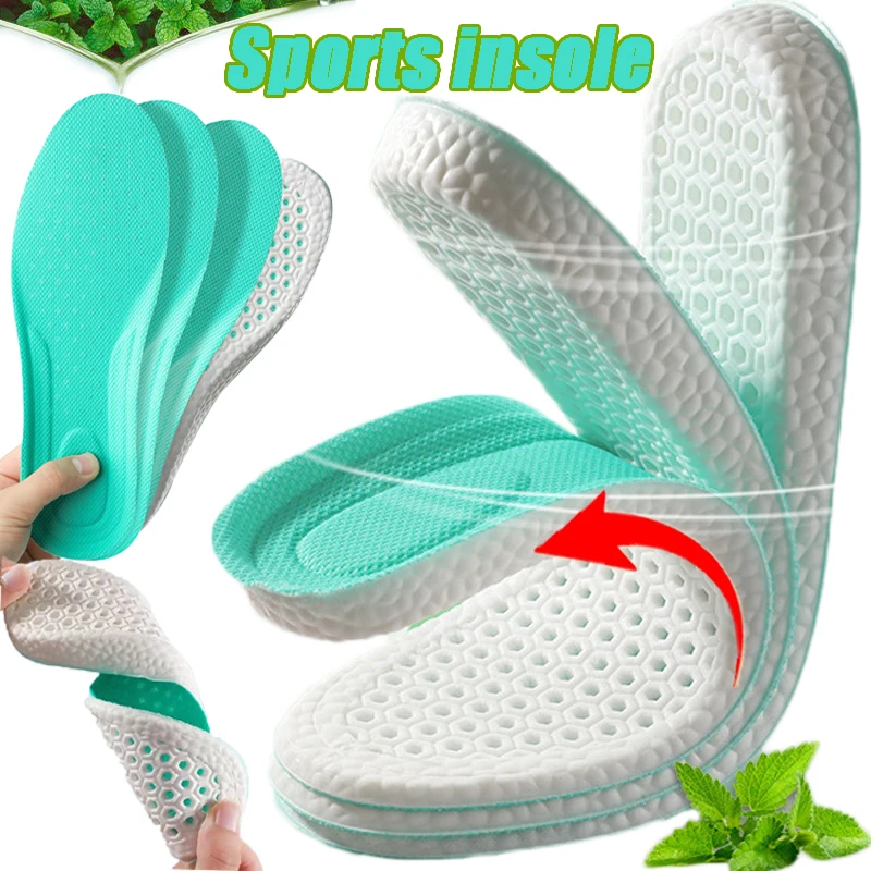 Plantillas deportivas para zapatos, almohadillas ortopédicas con absorción de impacto, desodorante de menta, transpirables, para correr