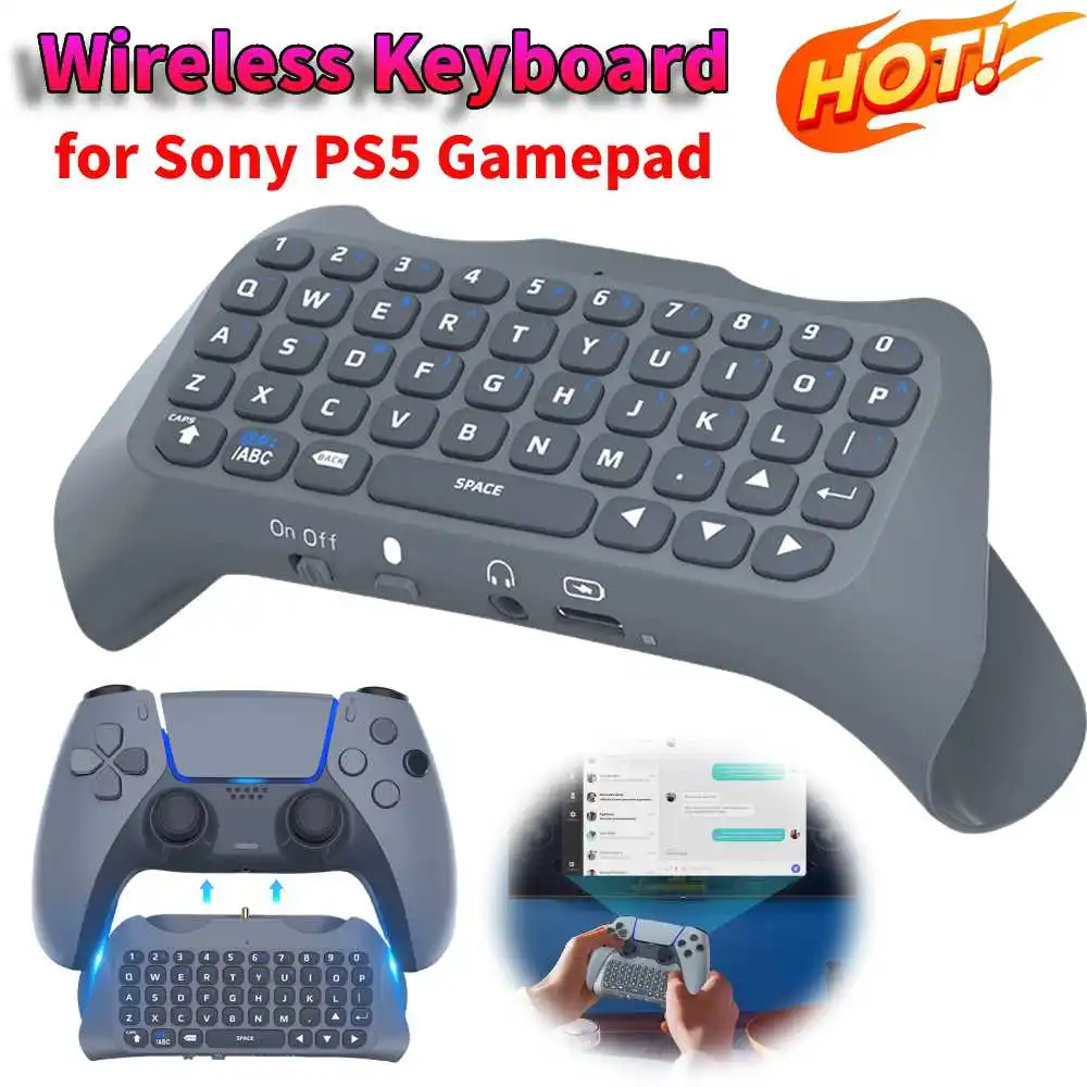 Gaming Handle Keyboard for Sony PS5 Gamepad Mount Mini Keypad BT 3.0 Wireless Gaming Keypad Handle Wireless Controller Chat Pad