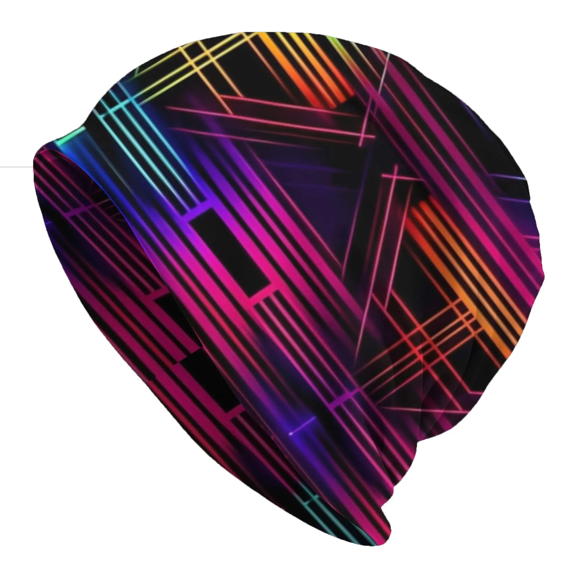 Bonnet Hats EDM Festival Men Women's Thin Hat Neon Trippy Rave Pattern 5 Autumn Spring Cap Design Skullies Beanies Caps