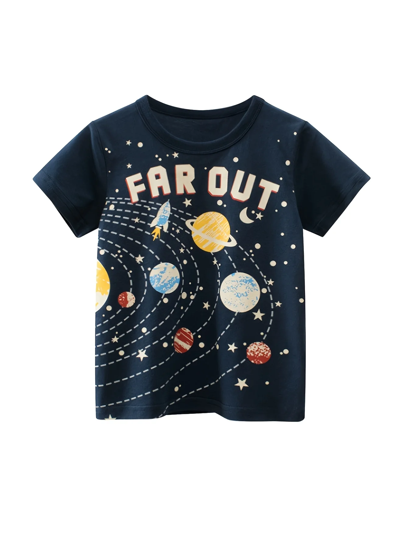 

Boys Solar System Cotton T-shirt Tee Top Short Sleeves Crew Neck Summer Casual Kids Clothes