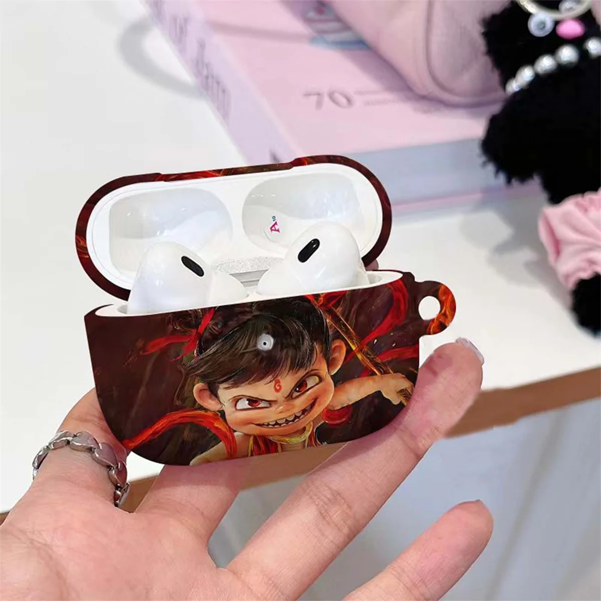 Cover for AirPods 4th/3rd/2nd/1st Generation,Cute Cartoon Popular Anime Ne Zha Earbuds Case for Airpods pro/pro 2 with keychain