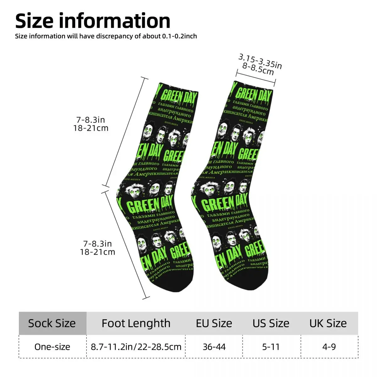 2024 Rock Band Green Day Socks The Saviors Tour Stockings Couple Medium Soft Running Sports Socks Winter Pattern Anti Sweat Sock