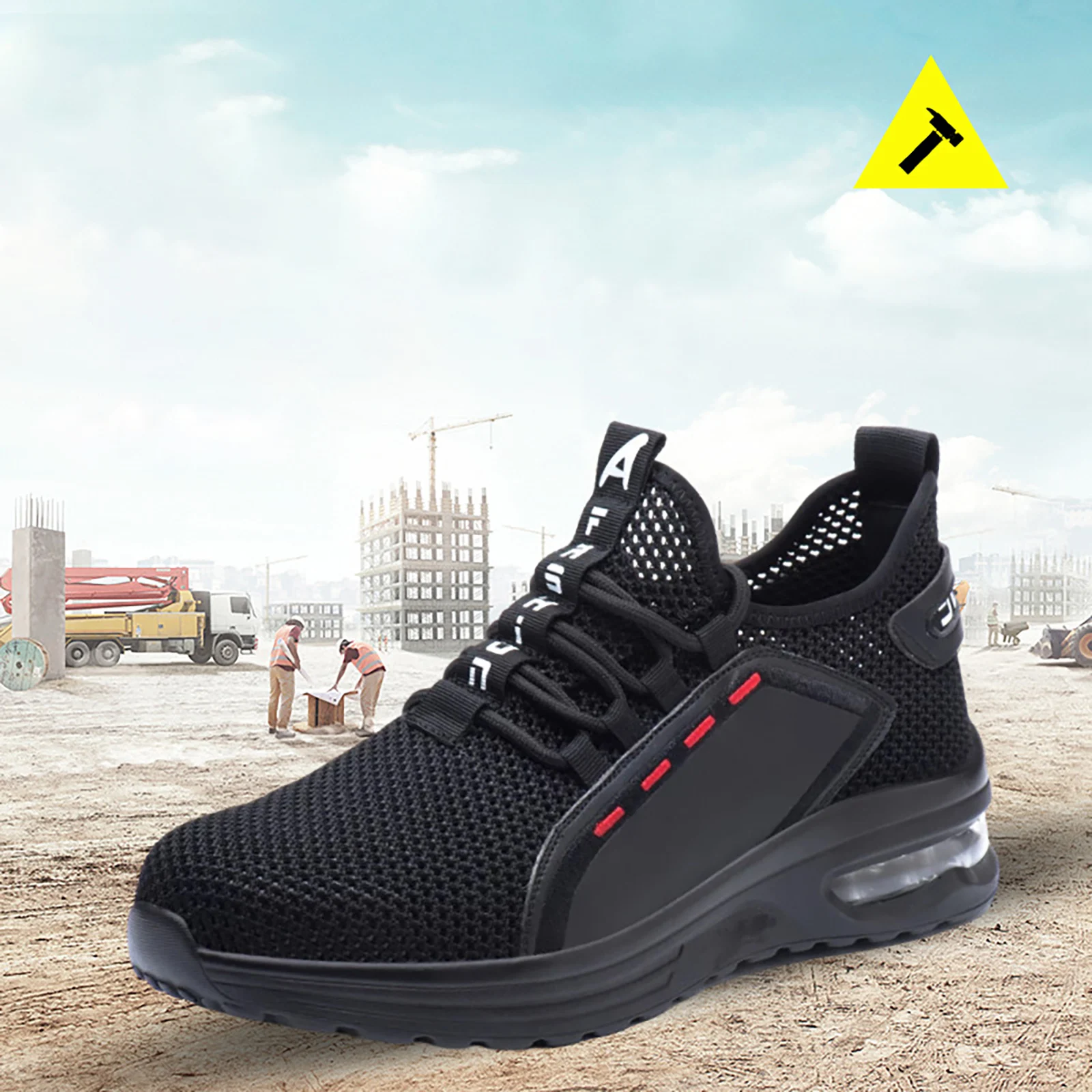 Safety Shoes Work Sneakers for Men Breathable Lightweight Shoes for Auto Manufacturing Machinery