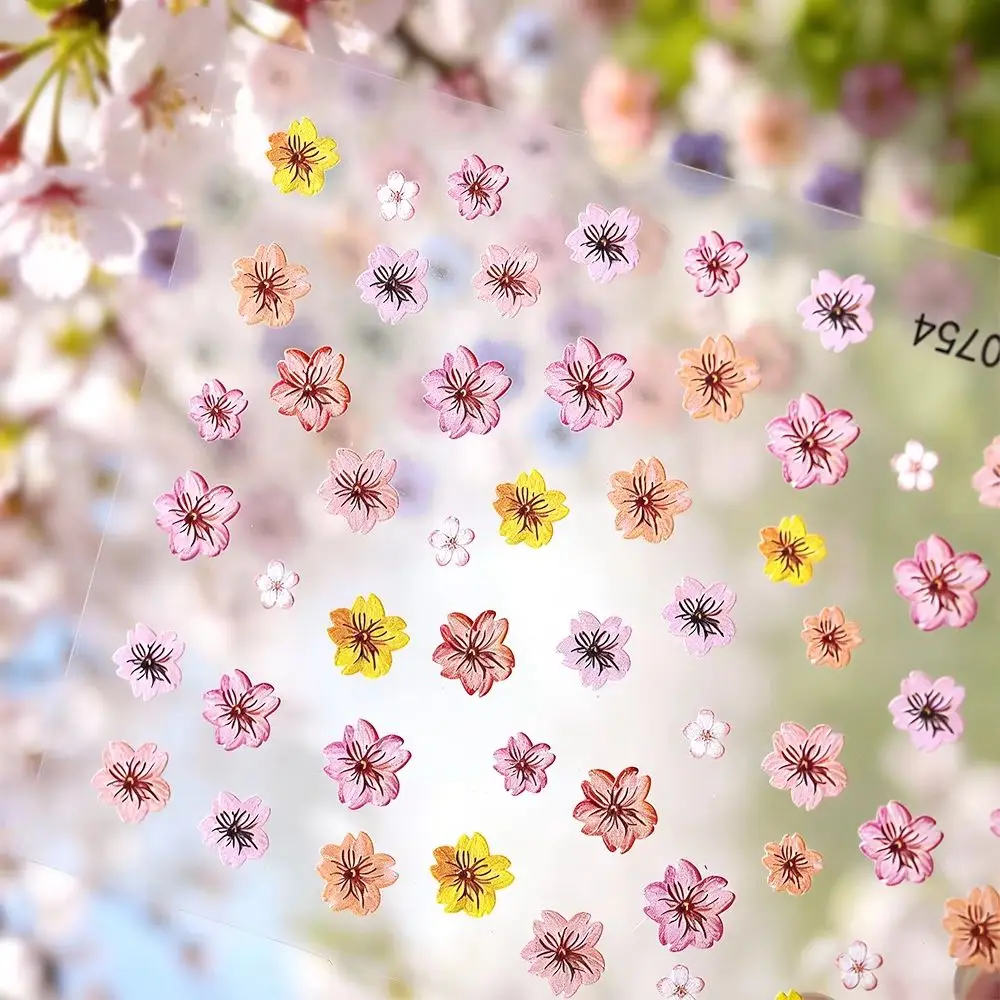 

1pc 5D Gradient Color Cherry Blossom Nail Stickers Shiny Hibiscus Flower Nail Art Decals For Summer Beach Vacation DIY Manicure*