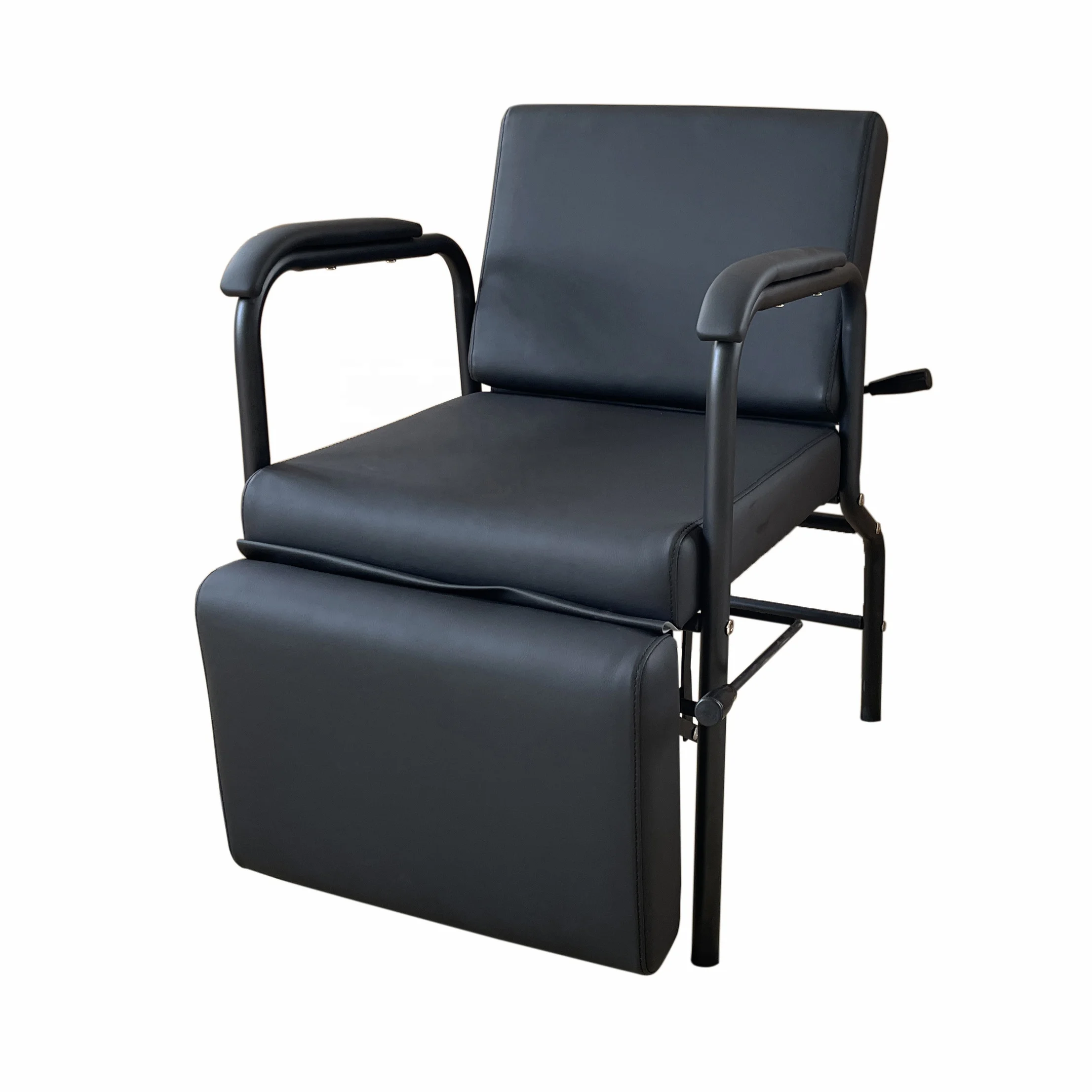 Classic Black Reclining Backrest Adjusting Footstool Beauty Salon Barber Shop Furniture Backwash Shampoo Chair