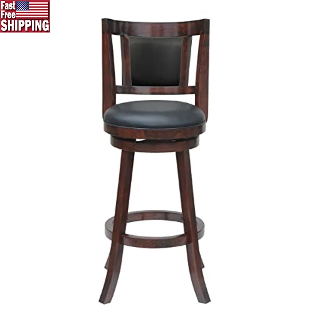 

Avianna Counter Height Swivel Wood Bar Stool Comfortable Kitchen Dining Stool with Padded Seat and Footrest Cherry Finish 360