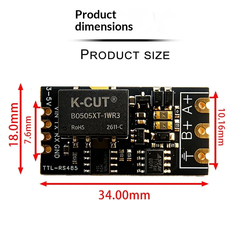 Industrial Dual Isolated TTL to RS485 Module 1.5kV Isolation Auto Transceiver 3-5.5V UART Serial Converter SMT Half-hole RS485 image 4