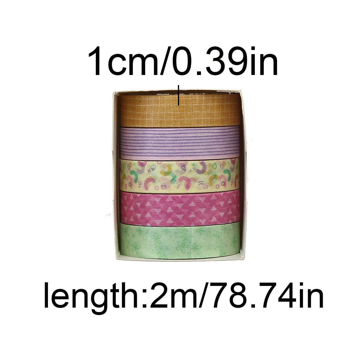 5 Rolls/Box Minimalist Patterned Washi Tape, Floral, Star, and Heart Prints - for Decorating DIY Scrapbooks, Planners, Gift Box