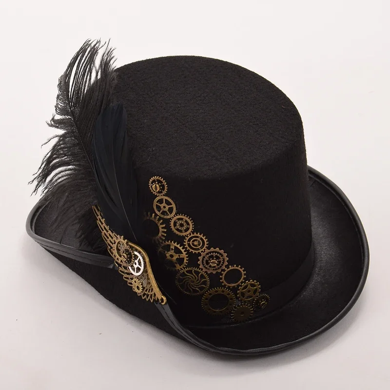 Fashion Steampunk Hat Cosplay donna uomo Halloween Party Club Handmade Gear Magic Hat Fedora Head Wear