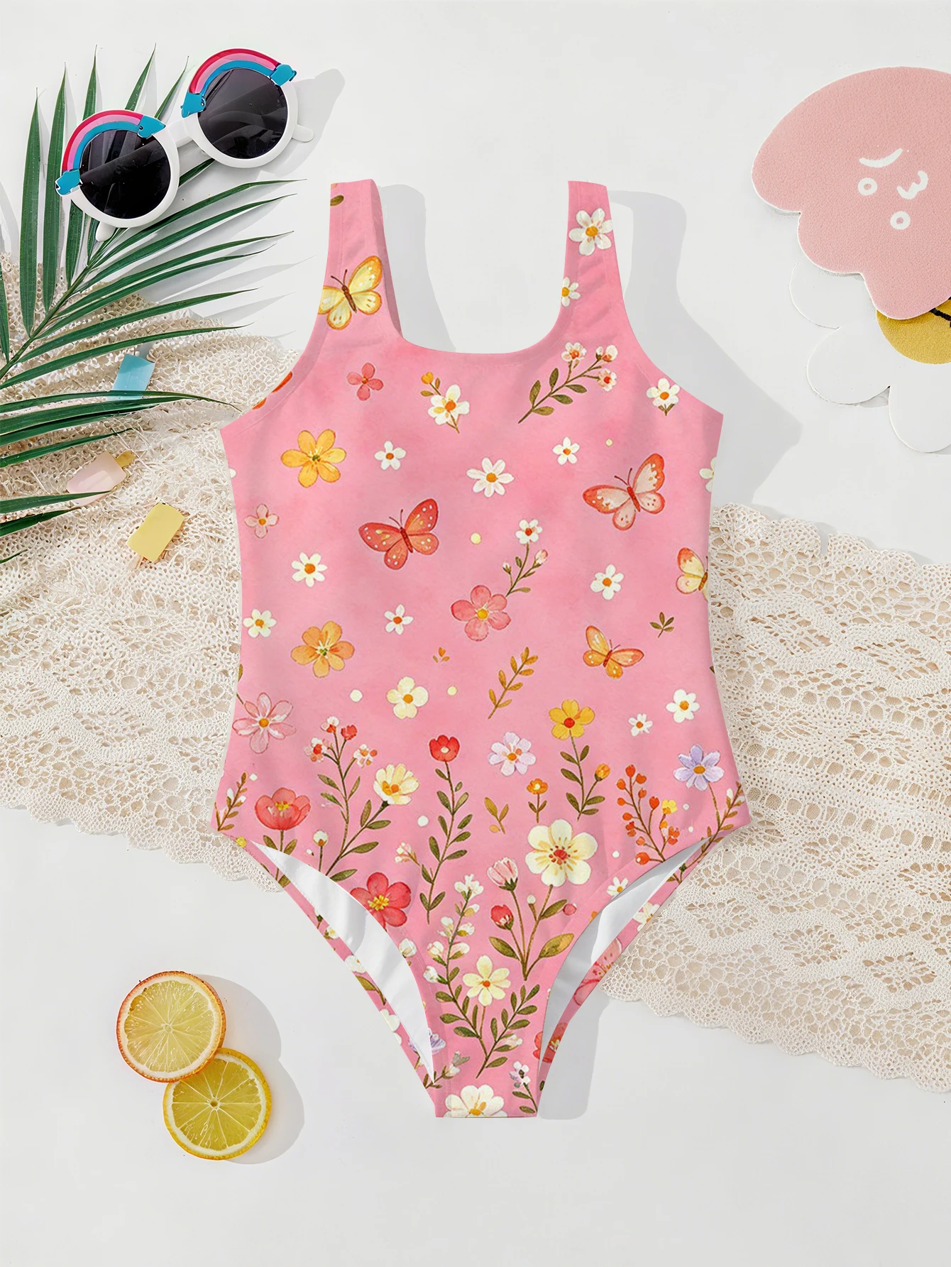 Girls' Summer Atmospheric Butterfly Fashionable Tight One-piece Swimsuit