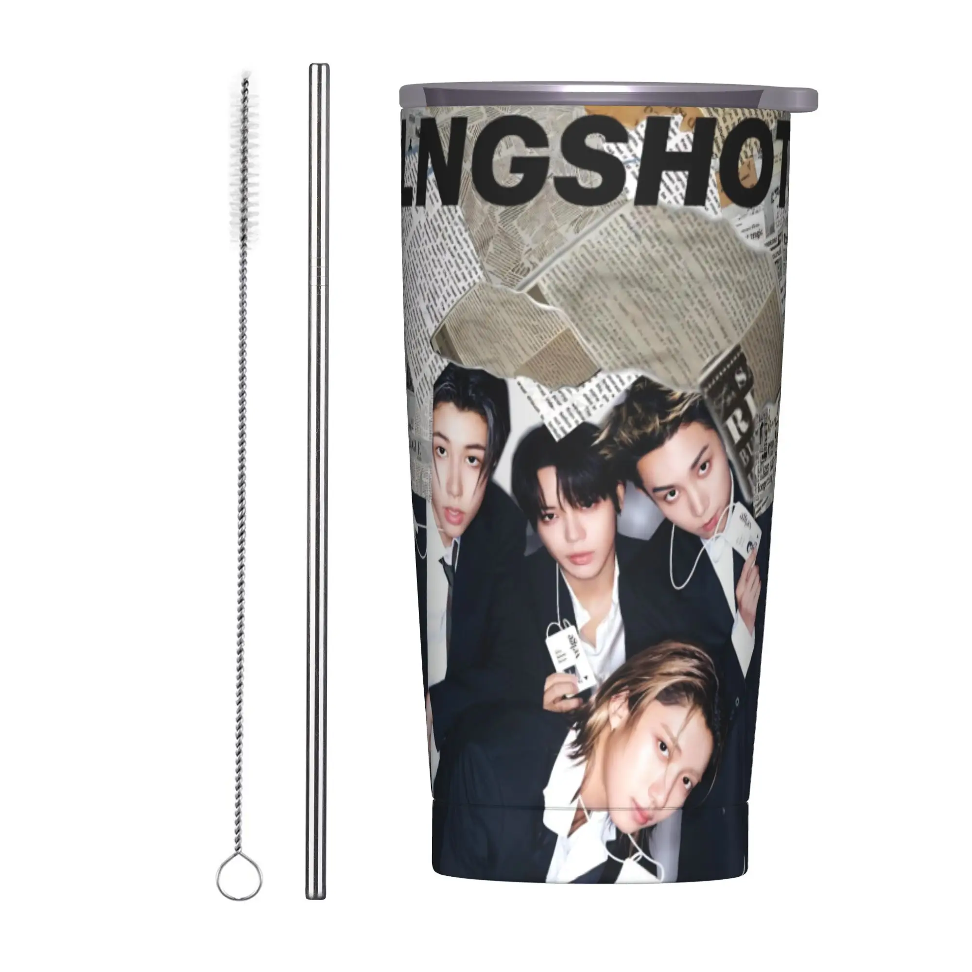 Kpop Group Lngshot  Insulated Tumbler with Straws  Stainless Steel Coffee Mugs Office Home Hot Cold Drinks Cups 20oz