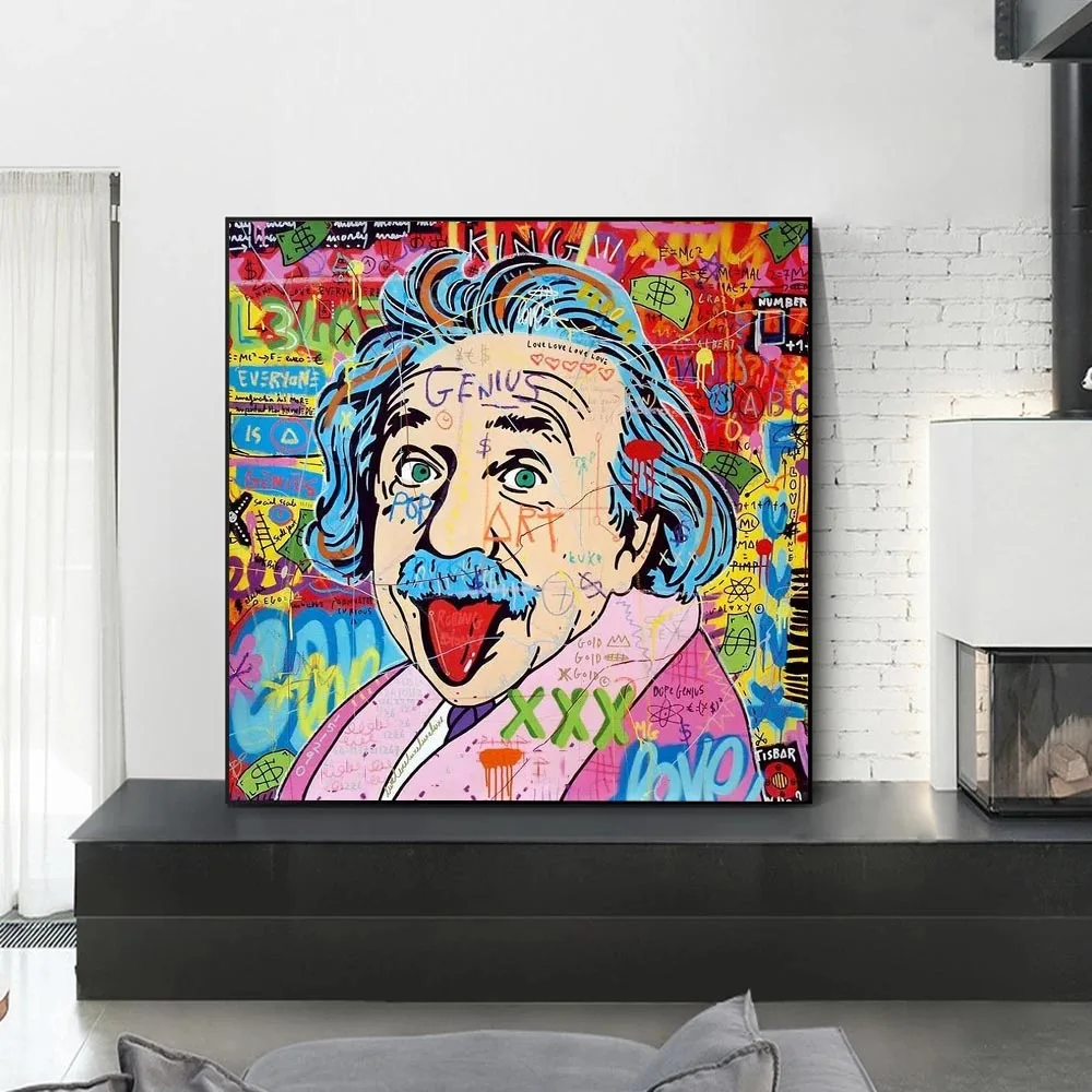 

Famous Scientist Graffiti Canvas Painting Wall Art Poster and Prints Modern Picture For Living Room Decoation