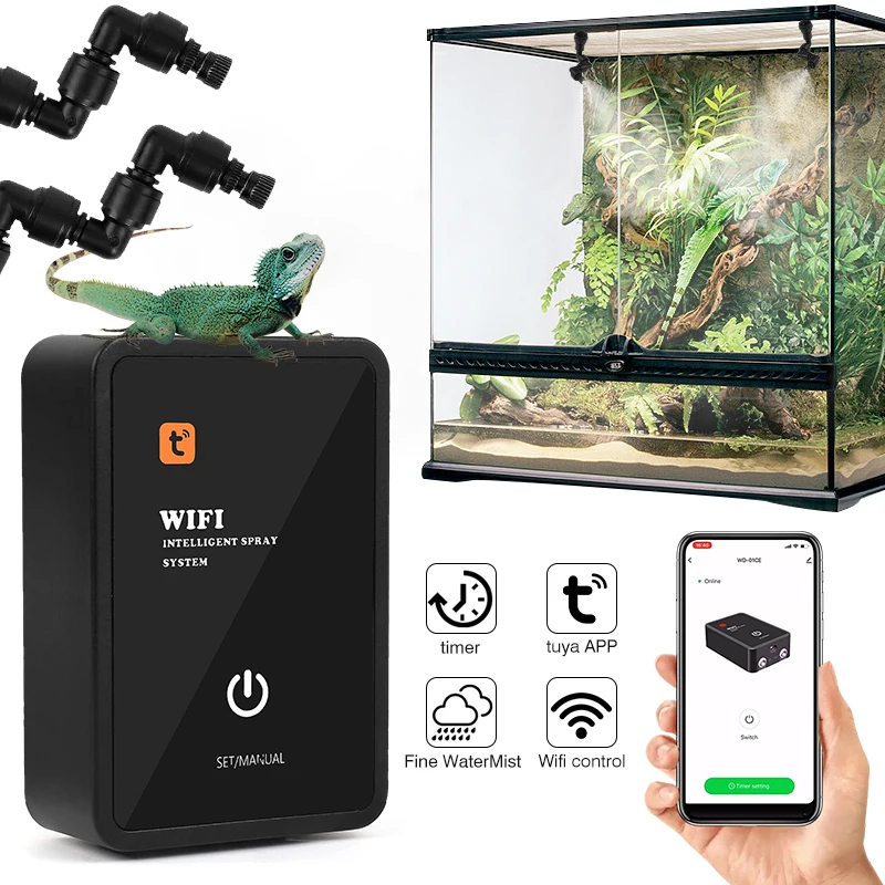 Smart Automatic Rainforest Mist Humidifiers EU/US With Spray Nozzle Wifi App Romote Control Reptile Tree Frog Plant Sprinkler