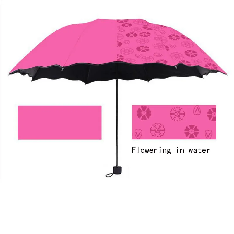 1pcs Creative Color Changing Umbrella Flowering In Water Three-folding Umbrella 8 Bones Sunscreen Non-automatic Umbrellas