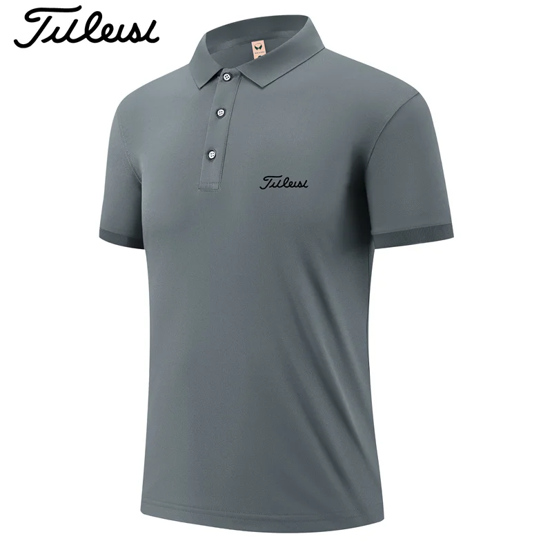 Camiseta polo de manga corta para hombre, de verano, a la moda, de corte ajustado, hecha de 100% poliéster, de secado rápido, informal para negocios.