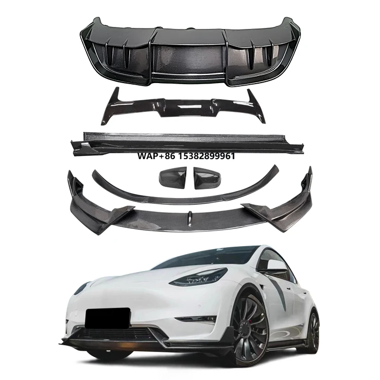 MAISALUN Auto Spare Parts High Quality Dry Carbon Fiber Front Lip Rear Diffuser Side Skirts for  Model Y