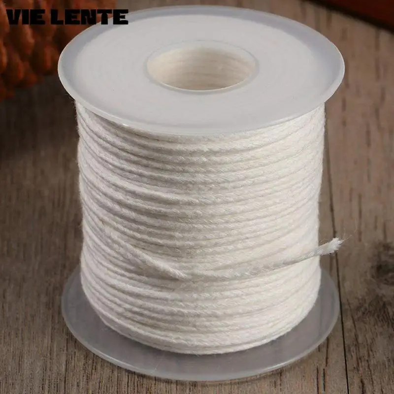 1 Roll 200 Feet 61M White Candle Wick Cotton Candle Woven Wick for Candle DIY and Candle Making Candle Making Supplies Accessory