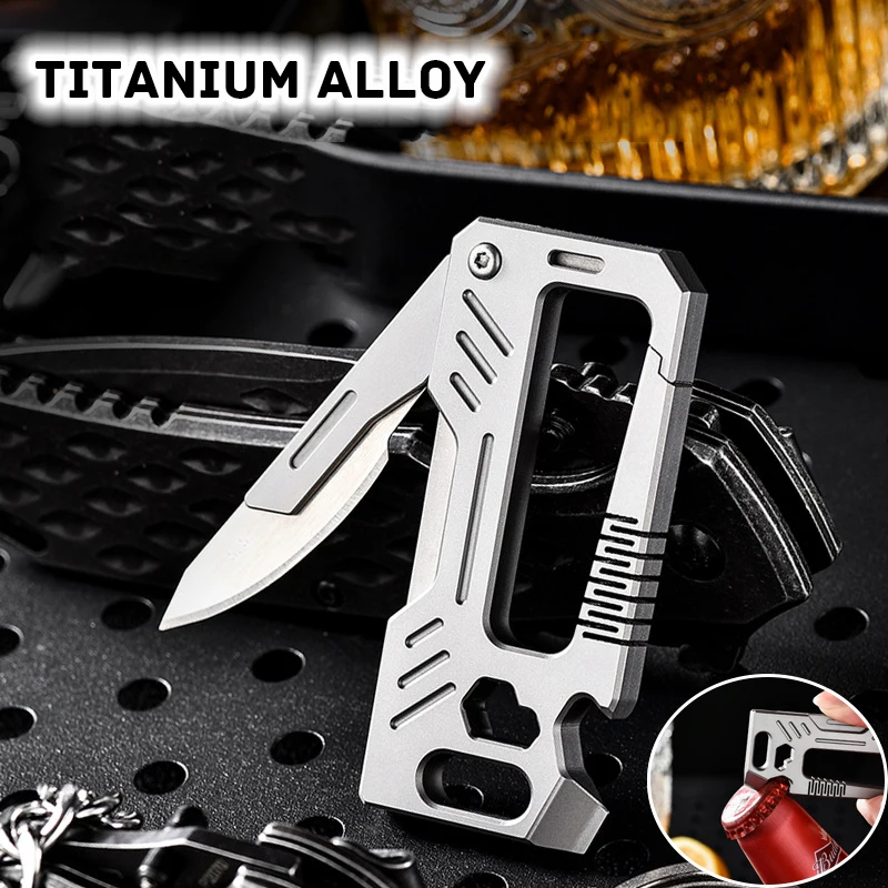 

Multifunctional Wrench Crowbar TC4 Titanium Alloy Key Chain Knife Detachable NO.24 Blade Ruler Bottle Opener Men's Car Key Latch