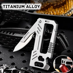 Multifunctional Wrench Crowbar TC4 Titanium Alloy Key Chain Knife Detachable NO.24 Blade Ruler Bottle Opener Men's Car Key Latch