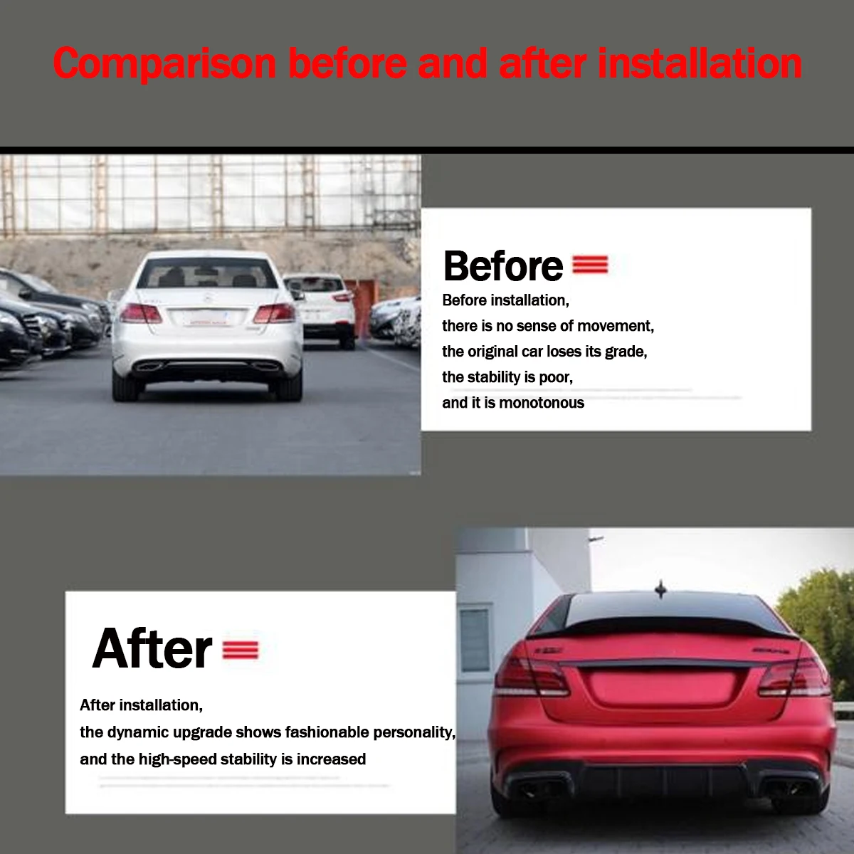 SAIQINGSP RT Style Rear Trunk Spoiler For 20010 2011 2012 2013 2014 2015 2016 W212 E350 E500 E63 AMG 4Door Rear Spoilers Tail Wing Body Kit view 5