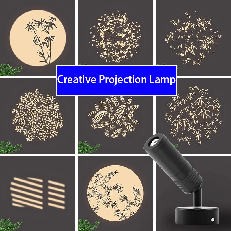 LED Spotlights Bamboo Leaf Tree Shadow Projector Lamp Entrance Wall Light Background Artistic Atmospher Decoration Spot Lights