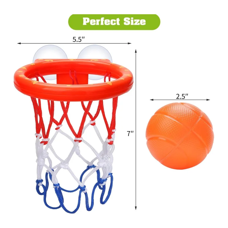 ของเล่นเด็กเด็กเล่นน้ําชุดของเล่นห้องน้ําอ่างอาบน้ําดูดถ้วยยิงบาสเกตบอล Hoop 3 ลูกของเล่นสําหรับเด็ก