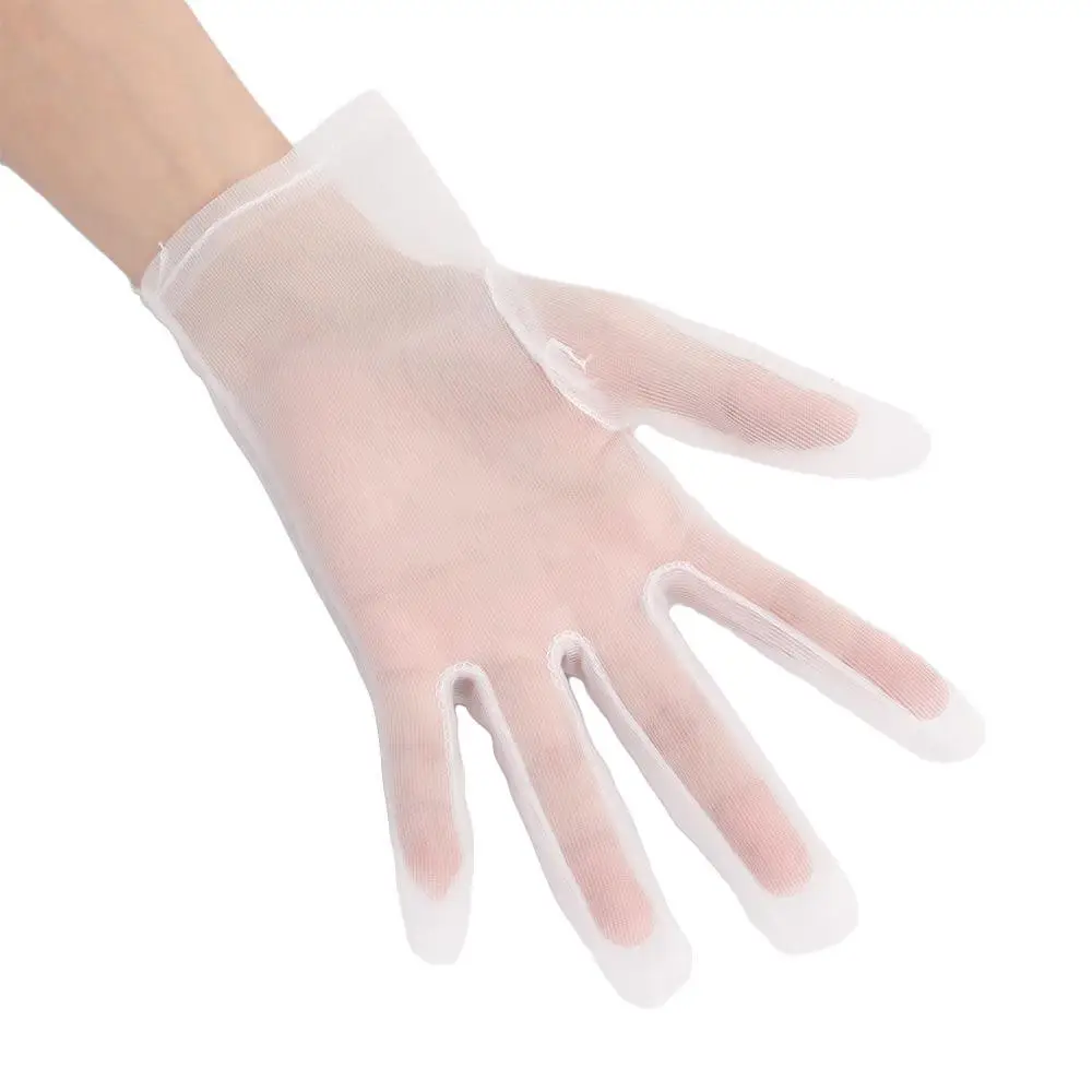 الفتيات الأبيض الشفاف الزفاف فو الحرير رقيقة جدا شبكة قفازات قصيرة قفازات الاصبع قفازات الأوبرا