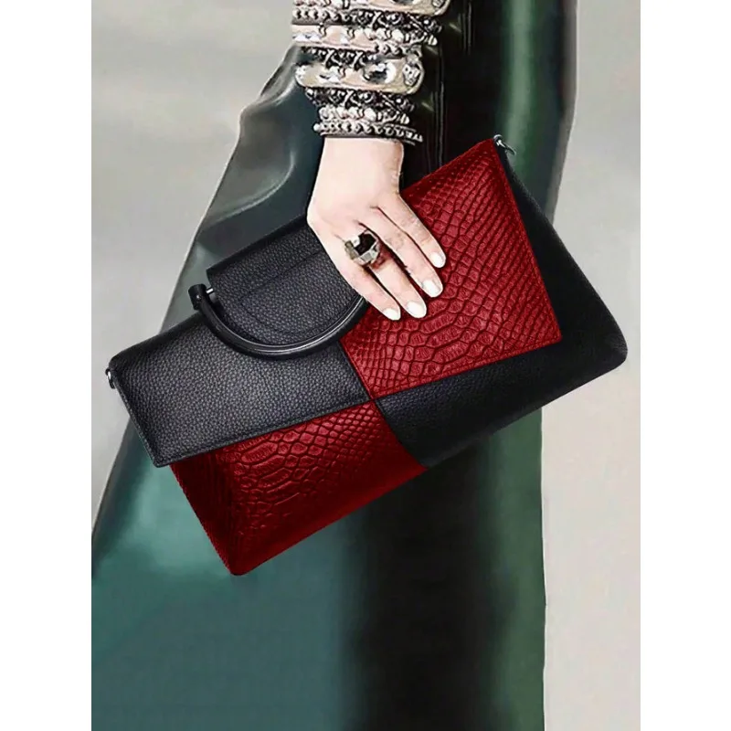 حقيبة يد نسائية فاخرة جديدة ذات سعة كبيرة للولائم حقيبة يد بطبعة تمساح حقيبة كروس عصرية للسيدات