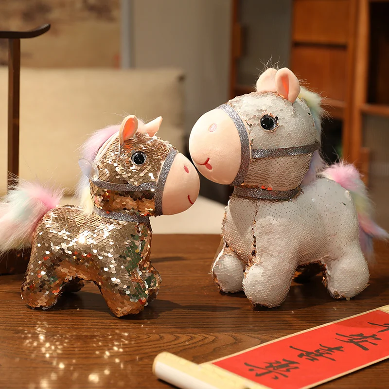 Simulation Sparkle Pony Fluffy Stuffed Toy Mascot Figure Rabbit Year of the Rabbit Plush Doll Activity Gift