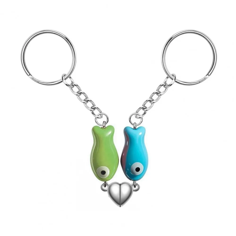 

Bag Charm Magnetic Matching Keychain Heart Strap Bag Pendant Fish-Shaped Keyring Ceramic Hanging Ornament Couples Keychain