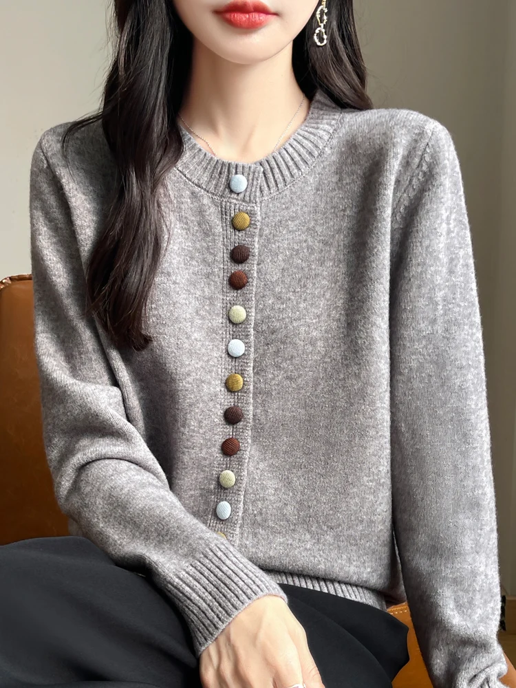 

Spring 2026 Women's Casual Knitted Open Cardigan Loose Korean Sle Faionable Top Comfortable Breathable Long Sve round ...