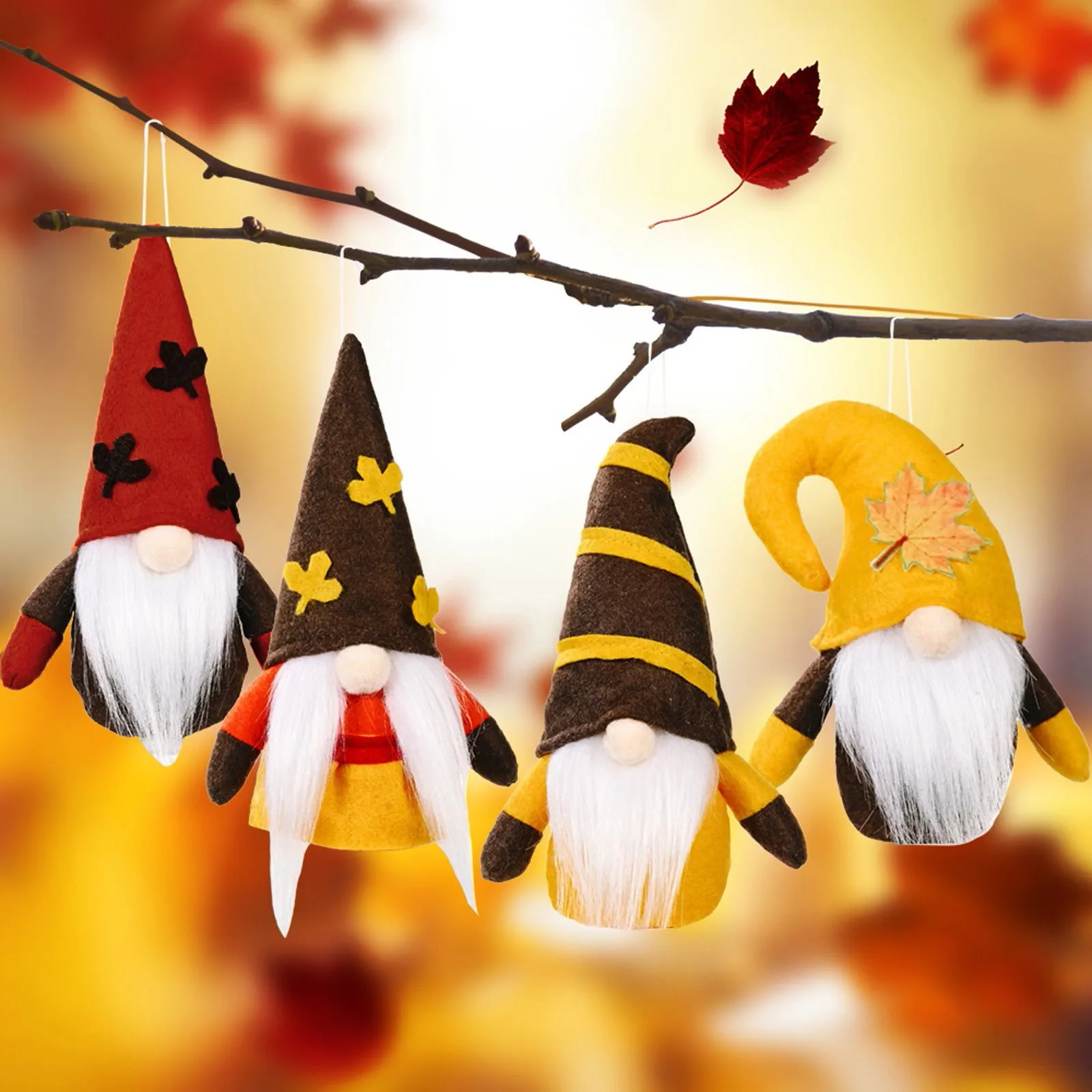 

Halloween Lovely Maple Leaf Faceless Doll Halloween Themed Plush Dwarf Pendant Family Decoration Suitable Gift For Family Friend